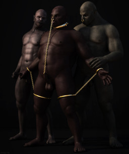 accessory balls bdsm bondage bound chain cock_ring collar cuff_(restraint) erection facial_piercing genitals group handcuffs humanoid_genitalia humanoid_penis jewelry male male/male metal_cuffs nipples nose_piercing nose_ring not_furry nude penis penis_accessory penis_jewelry piercing restraints ring_piercing septum_piercing shackles corwyn orctober humanoid orc 3d_(artwork) 5:6 absurd_res digital_media_(artwork) hi_res