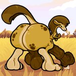 animal_genitalia animal_penis anthro balls big_balls big_butt big_eyes big_feet big_penis biped bodily_fluids bottom_heavy brown_balls brown_body brown_eyes brown_markings brown_penis butt butt_focus claws cloud countershade_face countershade_feet countershading cum day detailed_background digitigrade dipstick_ears ear_markings equine_genitalia equine_penis erection feet flared_penis genital_fluids genitals gloves_(marking) grass horizontal_pupils huge_balls huge_butt huge_feet huge_penis hyper hyper_balls hyper_genitalia hyper_penis leaning leaning_forward long_ears long_tail looking_at_viewer looking_back looking_back_at_viewer male mane markings mouthless multicolored_ears nude nude_anthro nude_male outside penis plant pupils rear_view semi-anthro sky small_arms solo spots spotted_markings tail tan_body tan_markings thin_tail three-quarter_view toe_claws toes toony vein veiny_balls veiny_penis yowesephth palocampis 1:1 2023 cel_shading shaded