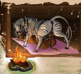 animal_genitalia animal_penis animal_vulva anus bedding blanket braided_hair breast_play breast_squish breasts butt campfire clitoral_winking clitoris duo equine_anus equine_genitalia equine_penis equine_vulva female feral feral_on_feral french_kissing genital_piercing genitals hair herm herm/female intersex intersex/female jewelry kissing lying night nipple_piercing nipples on_back outside penis piercing puffy_anus sex spread_legs spreading squish standing standing_over teatfuck teats titfuck sammehchub caramel_(sammehchub) zaharah_(character) equid equine hybrid mammal mule zebra absurd_res hi_res