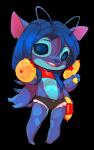 2016 4_arms alien alpha_channel ambiguous_gender antennae_(anatomy) anthro blue_eyes blue_hair blue_nose chibi clothed clothing digital_media_(artwork) dipstick_antennae disney experiment_(lilo_and_stitch) full-length_portrait girly gun hair handgun lilo_and_stitch multi_arm multi_limb multi_wielding multicolored_antennae notched_ear open_mouth pistol plasma_blaster_(lilo_and_stitch) plasma_gun portrait ranged_weapon simple_background solo standing teil transparent_background weapon
