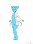 anthro bathrobe blue_body blue_fur bottomless breasts clothed clothing eyes_closed featureless_breasts female fur open_clothing open_mouth open_robe open_shirt open_topwear robe shirt simple_background smile solo topwear white_background howl_echoes cartoon_network the_amazing_world_of_gumball nicole_watterson domestic_cat felid feline felis mammal absurd_res digital_media_(artwork) hi_res