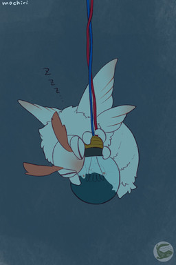 ambiguous_gender antennae_(anatomy) feral fur insect_wings light_bulb neck_tuft red_antennae simple_background sleeping solo tuft white_body white_fur wings mochiri lightbulb_moth_(mochiri) arthropod insect lepidopteran moth hi_res