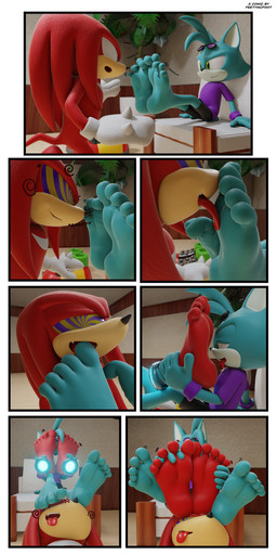 5_toes anthro barefoot duo feet foot_fetish foot_focus foot_lick foot_on_face foot_play foot_sniffing hypnosis licking male male/male male_anthro mind_control mutual_foot_lick mutual_foot_worship portal sniffing soles spiral spiral_eyes thinking_with_portals toes tongue feetymcfoot sega sonic_the_hedgehog_(series) fan_character knuckles_the_echidna leo_(feetymcfoot) domestic_cat eulipotyphlan felid feline felis hedgehog mammal 3d_(artwork) absurd_res comic digital_media_(artwork) hi_res