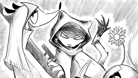 armor bandana_on_head cloak clothing cracked crown female flower group gun hair headgear helmet knife long_hair muffler plant ranged_weapon rifle smile sniper sniper_rifle teeth tiara trio weapon dragonweirdo american_opossum domestic_ferret mammal marsupial mustelid musteline rodent sciurid tree_squirrel true_musteline weasel 16:9 hi_res monochrome widescreen