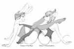 5_fingers 5_toes clothing corset duo eyewear feet female female/female fingers glasses legwear lingerie long_ears stockings toes topwear chromatophore chandra dewey_teagarden lagomorph leporid mammal mouse murid murine rabbit rodent greyscale monochrome