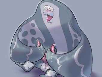 2_penises animal_genitalia animal_penis anthro blush bodily_fluids erection genital_fluids genitals grey_body hemipenes male masturbation multi_genitalia multi_penis penis precum solo stinger stinger_tail tail sakusan_kc nintendo splatoon big_man_(splatoon) aquatic fish manta_ray ray_(fish) 4:3 absurd_res hi_res