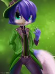 anthro female fur green_eyes holidays solo white_body white_fur young v-tal st._patrick's_day vtalfluffy krysi canid canine fox mammal 2020 hi_res