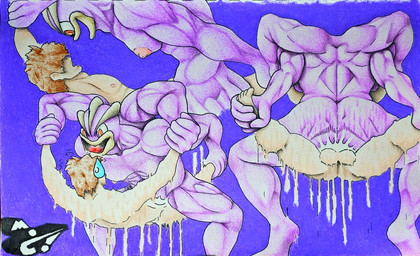 aggressive anthro back_muscles balls bodily_fluids breasts brown_hair butt duo female genitals hair held_up male male/female muscular muscular_arms muscular_female muscular_legs neck_muscles nipples sweat sweatdrop marthan_crowl_(artist) game_freak nintendo pokemon generation_1_pokemon human machamp mammal pokemon_(species) absurd_res hi_res