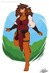 anthro belt big_breasts breasts brown_hair buckle cheek_tuft cleavage clothed clothing facial_tuft female fully_clothed fur hair horn jewelry leg_tuft long_hair looking_aside on_one_leg outside pendant solo standing tuft fiercedeitylynx saoirse_(fiercedeitylynx) bovid bovine cattle highland_cattle mammal 2022 absurd_res digital_media_(artwork) hi_res signature