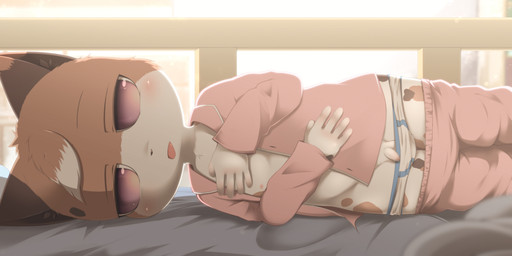 anthro balls bed bedroom big_head big_pupils blank_stare blep bottomwear bottomwear_down briefs_down clothed clothing detailed_background dilated_pupils flaccid foreskin front_view furniture genitals humanoid_genitalia humanoid_penis inside legs_together looking_at_viewer lying male male_anthro narrowed_eyes nipples on_bed on_side open_clothing open_shirt open_topwear pajamas pants pants_down partially_clothed penis penis_poking_out pink_eyes pink_pajamas pupils shirt solo tongue tongue_out topwear unretracted_foreskin waking_up young young_anthro young_male suimatsu calico_cat domestic_cat felid feline felis mammal 2021 absurd_res hi_res portrait three-quarter_portrait