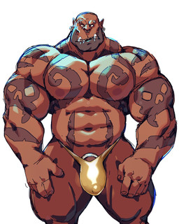 5_fingers abs accessory bald biceps big_muscles brown_body brown_nipples brown_skin bulge clothed clothing cock_ring ear_piercing ear_ring eyebrow_piercing facial_piercing fingers genitals huge_muscles jewelry lip_piercing male muscular muscular_humanoid muscular_male nipples nose_piercing nose_ring pecs penis penis_accessory penis_base penis_jewelry piercing quads ring_piercing solo tattoo thong topless tusks underwear underwear_only taoren blizzard_entertainment warcraft garrosh_hellscream humanoid orc 2019 4:5 hi_res