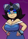 5_fingers big_breasts breasts clothing dress eyeshadow eyewear female fingers glasses hair looking_at_viewer makeup smile solo sketchy_skylar sega sonic_the_hedgehog_(series) fan_character makia domestic_cat felid feline felis mammal 2021 absurd_res digital_media_(artwork) hi_res