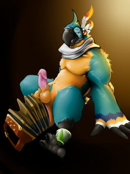 anal anal_penetration anthro bandoneon embarrassed erection feathers genitals huge_penetration humanoid_genitalia humanoid_penis improvised_sex_toy male multicolored_body multicolored_feathers musical_instrument nude penetration penis ridiculous_fit simple_background solo unknown_artist breath_of_the_wild nintendo the_legend_of_zelda kass_(tloz) avian bird rito hi_res source_request
