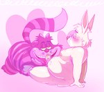 anthro belly blush duo erection fellatio foreskin fur genitals male male/male moobs nipples oral overweight penile penis purple_body purple_fur sex smile striped_body striped_fur stripes nibblenippler alice_in_wonderland cheshire_cat white_rabbit_(alice_in_wonderland) domestic_cat felid feline felis mammal hi_res