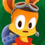 backpack eyewear eyewear_on_head feral fur goggles goggles_on_head male orange_body orange_fur scarf semi-anthro simple_background solo najalatte jak_and_daxter naughty_dog sony_corporation sony_interactive_entertainment daxter mammal mustelid ottsel 1:1 digital_media_(artwork) hi_res