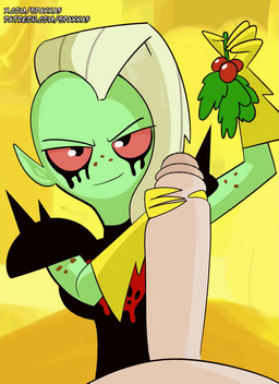 big_penis breasts clothed clothing duo erection faceless_character faceless_male female female_on_human fingers genitals gloves green_body green_skin hair handjob handwear human_on_humanoid humanoid_pointy_ears interspecies long_hair male male/female mistletoe noseless penile penis pink_sclera plant pointy_ears sex spakka5 disney wander_over_yonder lord_dominator alien alien_humanoid human humanoid mammal animated hi_res no_sound short_playtime webm