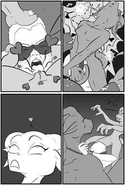 anthro bodily_fluids cunnilingus dominant dominant_female fainting female forced forced_oral group humor male male/female multiple_doms_one_sub oral rape sex vaginal circuit19 mythology dragon human kobold mammal mythological_creature mythological_scalie scalie comic hi_res monochrome
