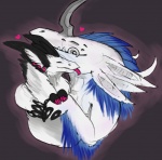 ambiguous_gender claws cuddling duo eyes_closed female fluffy heart_symbol hug licking size_difference tongue tongue_out dark-dragoncat mythology myfi dragon hybrid monster mythological_creature mythological_scalie scalie