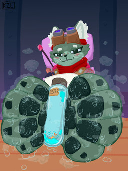 blush bodily_fluids botworld_odyssey duo female laboratory_equipment laboratory_glassware macro micro musk paws scientific_instrument shrinking shrunk size_difference size_transformation solo steam sweat test_tube testing_tube transformation kazal.meow botworld_adventure anon domestic_cat felid feline felis mammal 3:4 absurd_res hi_res