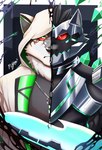 anthro arm_blade armor bodysuit clothing fur green_eyes hoodie male multicolored_body multicolored_fur muscular muscular_anthro red_sclera skinsuit solo supervillain tight_clothing topwear kt0414143919 lifewonders live_a_hero monomasa canid canine canis domestic_dog husky mammal nordic_sled_dog spitz hi_res