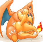 ambiguous_gender bodily_fluids cum duo eyes_closed feral feral_on_feral fire flaming_tail genital_fluids grass male membrane_(anatomy) membranous_wings open_mouth orange_body orange_skin plant sex simple_background size_difference tail white_background wings kitora mythology nintendo pokemon charizard dragon dragonite generation_1_pokemon mythological_creature mythological_scalie pokemon_(species) scalie