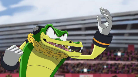 anthro big_breasts breasts chain_necklace duo electronics female fingers headphones jewelry male necklace profanity darknud insanimate scott_falco throat_(artist) sega sonic_racing:_crossworlds sonic_the_hedgehog_(series) vanilla_the_rabbit vector_the_crocodile crocodile crocodilian lagomorph leporid mammal rabbit reptile scalie 16:9 2025 2d_animation animated digital_media_(artwork) short_playtime sound voice_acted webm widescreen