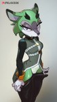 anthro breasts clothed clothing curvy_figure female fur gloves green_body green_fur handwear looking_at_viewer pulling_down_pants purple_eyes simple_background solo undressing feliscede archie_comics sega sonic_the_hedgehog_(archie) sonic_the_hedgehog_(comics) sonic_the_hedgehog_(series) clove_the_pronghorn mammal pronghorn 9:16 digital_media_(artwork) hi_res shaded