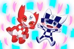 duo female group male not_furry olympic_mascot roshu39 2020_tokyo_olympics olympics miraitowa someity humanoid 2023 digital_drawing_(artwork) digital_media_(artwork)