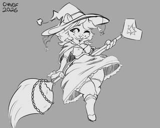 anthro breasts clothed clothing erect_nipples female hard_nipples hat headgear headwear magic_user medium_breasts nipple_outline nipples nipples_through_clothes solo thick_thighs upskirt wide_hips witch witch_hat cake4ndfrosting domestic_cat felid feline felis mammal 5:4 absurd_res hi_res monochrome sketch