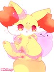 anus black_nose blush cervix cheek_tuft clitoral_hood clitoris duo facial_tuft female feral fluffy fluffy_tail fur genitals heart_symbol humanoid_genitalia humanoid_genitalia_on_feral humanoid_pussy humanoid_pussy_on_feral inner_ear_fluff intersex intersex/female pawpads paws pink_pawpads pussy red_body red_eyes red_fur simple_background slime smile spread_anus spread_pussy spreading tail tuft urethra white_background white_body white_fur yellow_body yellow_fur nakimayo nintendo pokemon ditto_(pokemon) fennekin generation_1_pokemon generation_6_pokemon pokemon_(species) 3:4 hi_res