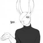 1:1 2019 anthro bro_bun_(hladilnik) clothing dialogue gesture hi_res hladilnik lagomorph leporid male mammal meme monochrome rabbit reaction_image sketch solo text