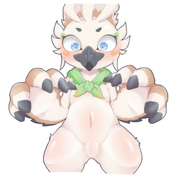 animal_genitalia anthro beak biped black_beak black_body black_eyebrows black_feathers blue_eyes blush blush_lines blush_stickers brown_body brown_feathers eyebrows facial_markings facial_tuft feather_hair feather_hands feathers fingerless_(marking) genital_slit genitals glistening glistening_body glistening_eyes green_kerchief green_neckerchief head_markings kerchief kerchief_only looking_at_viewer male male_anthro markings mostly_nude mostly_nude_anthro mostly_nude_male mouth_closed multicolored_body multicolored_feathers multicolored_kerchief multicolored_neckerchief navel neckerchief neckerchief_only neckwear non-mammal_navel orange_cheeks orange_kerchief orange_neckerchief pseudo_hair simple_background solo standing tuft two_tone_kerchief two_tone_neckerchief white_background white_body white_feathers young young_anthro young_male suzuki_(2023) nintendo the_legend_of_zelda tulin_(tloz) avian rito 1:1 2024 digital_media_(artwork) hi_res