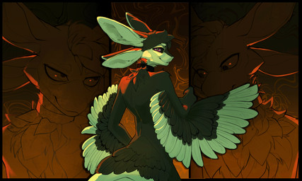 3_fingers 4_ears abstract_background anthro big_ears black_body black_claws black_collar black_feathers black_finger_claws black_fur black_hair black_sclera claws collar collar_only countershading digitigrade eyebrows feather_skirt feathered_wings feathers fingers front_view fur hair half-closed_eyes looking_at_viewer looking_away looking_back looking_back_at_viewer male multi_ear multicolored_body multiple_angles narrowed_eyes nude pawpads paws pink_pawpads pose purple_eyes rear_view red_light simple_background slim smile smug solo standing tail tuft tufted_fur white_body white_feathers white_fur winged_arms wings red_rooster fyr_(fenrir784) avali avian bird 2025 absurd_res bust_portrait colored digital_drawing_(artwork) digital_media_(artwork) half-length_portrait hi_res monochrome pinup portrait shaded three-quarter_portrait