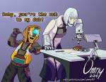 alternate_species artificial_intelligence button_(fastener) duo humanoidized humor machine not_furry portal pushbutton omny87 2k_games borderlands portal_(series) valve claptrap glados android humanoid personality_core_(portal) robot robot_humanoid crossover