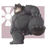 anthro balls beard belly big_belly black_body blush bodily_fluids facial_hair foreskin genitals humanoid_genitalia humanoid_hands humanoid_penis kemono male moobs overweight overweight_male penis solo sweat mind_drive mizuse_higomaru sengoku_puzzle bear black_bear mammal ursine 1:1 2022 censored hi_res