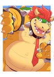 2024 absurd_res anthro armband belly bennycartoonist big_belly blue_background border bowser bracelet bracelet_only casual_nudity claws collar collar_only digit_ring eyebrows gem hair hi_res holding_jewelry holding_object holding_ring horn jewelry jewelry_only koopa lens_flare looking_at_viewer male mario_bros moobs mostly_nude necktie necktie_only nintendo nude offering_to_viewer open_mouth open_smile overweight overweight_anthro overweight_male ring ring_(jewelry) scalie shell signature simple_background smile solo spiked_armband spiked_bracelet spiked_collar spiked_shell spikes spikes_(anatomy) standing teeth tongue wedding_ring white_border