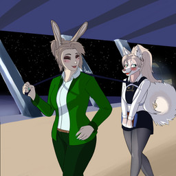 anthro blush clothed clothed_anthro clothed_female clothed_humanoid clothing dog_harness female female/female leash leash_pull hoodsy sweets_remivas_(sweetburn) animal_humanoid canid human humanoid lagomorph lagomorph_humanoid leporid_humanoid mammal mammal_humanoid rabbit_humanoid 1:1 absurd_res hi_res