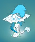 accessory anthro big_eyes big_penis blue_body blue_bow blue_clothing blue_eyes blue_fur blue_hair blue_nose blue_penis bodily_fluids body_hair breasts cheek_tuft clothing eyebrows eyelashes facial_tuft featureless_breasts fur furgonomics genitals hair herm intersex kneeling neck_bow neckwear nervous penetration penis shaking shivering shy sitting sitting_on_knees solo sounding_rod submissive submissive_herm submissive_intersex sweat sweatdrop tuft turquoise_bow turquoise_clothing urethra urethral urethral_penetration vulva toddjackjuster sophie_melodisk domestic_cat felid feline felis mammal 5:6 absurd_res hi_res