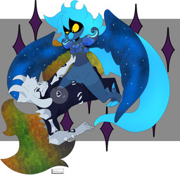 2_horns anthro anthro_on_anthro anthro_penetrated anthro_penetrating anthro_penetrating_anthro beak black_body black_eyes black_fur black_markings black_sclera blue_beak blue_body blue_claws blue_feathers blue_hair blue_vulva bodily_fluids claws cowgirl_position cute_fangs duo fangs feathers feet female female_on_top female_penetrated from_front_position fur genital_fluids genitals hair horn interspecies looking_down male male/female male_on_bottom male_penetrating male_penetrating_female markings on_bottom on_top penetration sex talons teeth toe_claws toes vaginal_fluids vulva white_body white_eyes white_fur white_horn yellow_sclera nanuna undertale undertale_(series) undertale_yellow asriel_dreemurr_(god_form) martlet_(zenith_form) avian bird bovid caprine goat mammal hi_res