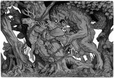 abdominal_bulge ahegao anal anal_penetration animal_genitalia animal_penis anthro antlers balls bdsm bodily_fluids bondage bottomwear bound clothed clothing cum cum_inside drooling erection forest fur genital_fluids genitals group horn loincloth looking_back looking_down looking_pleasured looking_up male male/male male_penetrated male_penetrating male_penetrating_male muscular muscular_anthro muscular_male nude open_mouth partially_clothed penetration penile penis plant public public_sex rope saliva scared sex tail teeth tongue tongue_out topwear tree trio voyeur waist_grab momamo mythology canid canine deer fox mammal 2025 graphite_(artwork) hi_res monochrome traditional_media_(artwork)
