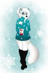 anthro clothed clothing female fur hair looking_at_viewer smile solo northfelle tundra_(polarlights) canid canine mammal 2:3 hi_res watermark