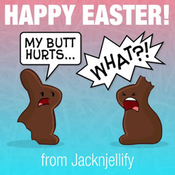 ambiguous_gender bfdi_mouth butt_torture candy chocolate chocolate_bunny dessert dialogue duo eaten_silly ellipsis feral food gradient_background holidays humor interrobang missing_ear simple_background text jacknjellify battle_for_dream_island easter object_shows food_creature lagomorph leporid living_candy living_chocolate mammal rabbit 1:1 2026 english_text hi_res