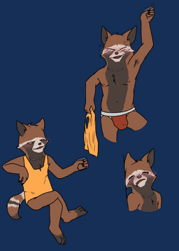 anthro beverage black_body black_fur black_nose blush bodily_fluids brown_body brown_fur clothed clothing drunk fur hair male red_eyes smile solo substance_intoxication underwear white_body white_fur nate_foster guardians_of_the_galaxy marvel rocket_raccoon mammal procyonid raccoon alpha_channel digital_media_(artwork) hi_res