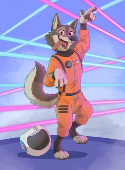 3_toes 4_fingers anthro armor astronaut_helmet black_nose claws clothed clothed_anthro clothed_male clothing dancing fangs feet finger_claws fingers fur grey_body grey_fur headgear helmet hindpaw humanoid_hands male open_mouth open_smile paws smile solo spacesuit tail teeth toe_claws toes tongue tongue_out aar0njay disney zootopia astro_wolf_(zootopia) canid canine canis mammal northwestern_wolf wolf 2025 hi_res signature