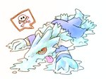 anthro blue_body melting simple_background skull_and_crossbones solo spiral_eyes tail tongue 1nacl bandai_namco digimon mythology blucomon digimon_(species) dragon mythological_creature mythological_scalie scalie 4:3