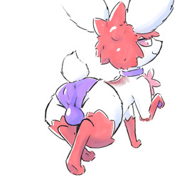 balls butt clothing collar feral genitals herm intersex looking_back panties presenting presenting_hindquarters simple_background solo underwear vulva white_background muzzzzz nintendo pokemon magnolia_(shaymin) generation_4_pokemon legendary_pokemon pokemon_(species) shaymin sky_forme_shaymin hi_res