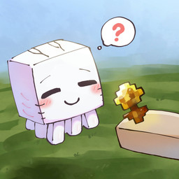 ambiguous_gender blush closed_smile disembodied_hand duo eyes_closed gills monotone_body mouth_closed smile solo_focus square_head tentacles three-quarter_view white_body white_tentacles young young_ambiguous lucky777 microsoft minecraft mojang xbox_game_studios ghastling_(minecraft) happy_ghast_(minecraft) waddling_head 1:1 2026 absurd_res digital_drawing_(artwork) digital_media_(artwork) hi_res shaded soft_shading