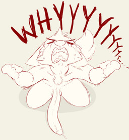 anthro asking_why balls big_penis biped bodily_fluids crying dialogue erection fur genitals hair huge_penis humanoid_genitalia humanoid_penis male nude open_mouth penis simple_background solo tears teeth text vein backsash canid canine mammal 2019 absurd_res digital_media_(artwork) english_text hi_res meme monochrome