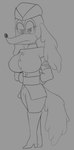 anthro boots breasts clothing female footwear frown half-closed_eyes hands_behind_back hat headgear headwear military_cap military_uniform narrowed_eyes nazi shoes solo swastika uniform anonymous_artist cuphead_(game) sgt._o'fera_(cuphead) canid canine canis domestic_dog hunting_dog mammal saluki sighthound monochrome