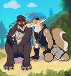 anthro duo kissing love male male/male frank_motta epic_games fortnite fortnite:_battle_royale dire_(fortnite) wendell_(fortnite) canid canine canis mammal wolf absurd_res hi_res